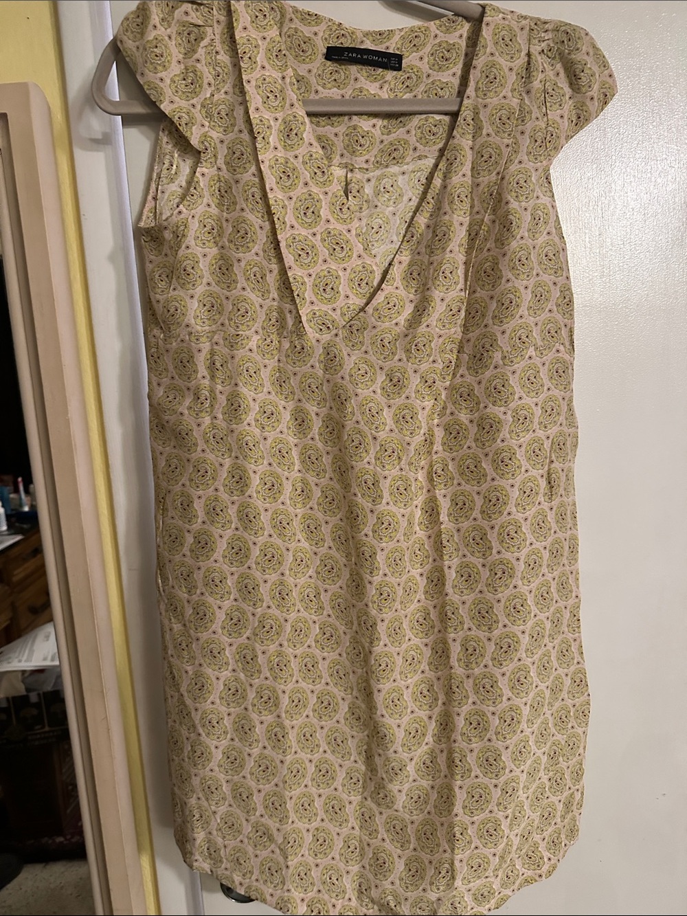 Zara Pink and Yellow Paisley Print Dress